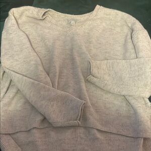 Cozy V-Neck Sweater in Light Gray